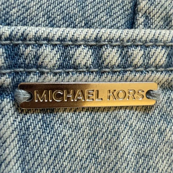 Michael Kors Women Sz 6 Blue Selma Crop Wide Leg Denim Jeans Pant Cotton Lyocell - Picture 14 of 14